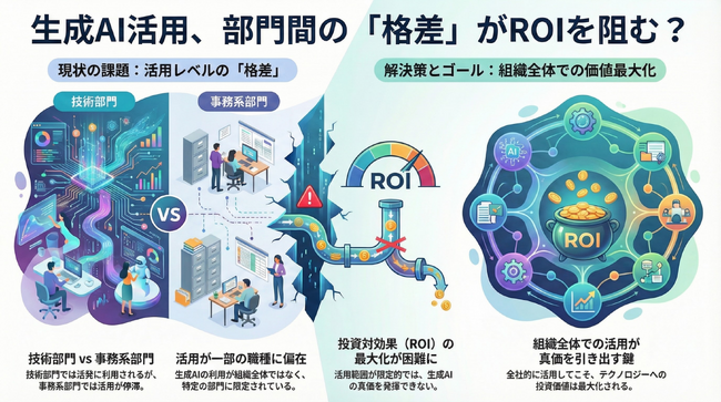 【505名調査】技術系45%・事務系23%で生成AI活用に格差が判明