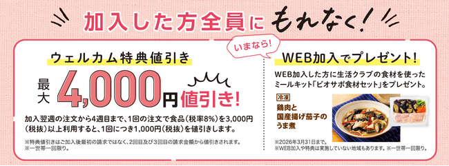 生活クラブのおトクな新キャンペーン1月12日スタート！新規加入で最大4,000円値引き＆最大5,000円分のクーポンをプレゼント