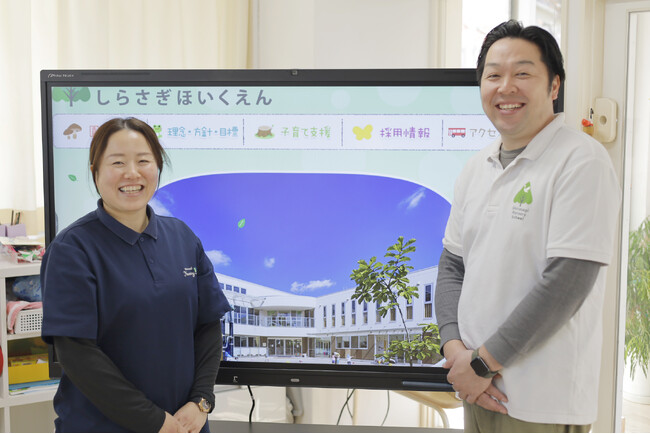 園児の好奇心を刺激し、新たな学びを生み出す。社会福祉法人興善会しらさぎ保育園に、電子黒板「ミライタッチ」を導入。