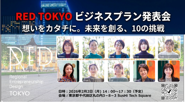 ユニコーン創出支援事業　ファイナリスト10名の女性起業家が登壇　『ビジネスプラン発表会　RED TOKYO』 2月2日（月）開催