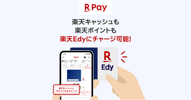 「楽天ペイ」アプリ、iOS版で「楽天キャッシュ」「楽天ポイント」から「楽天Edyカード」へのチャージが可能に