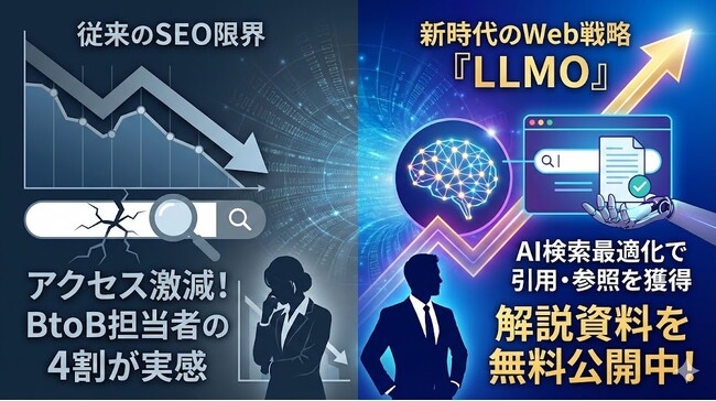 【調査結果】BtoB担当者の4割が「生成AIによるアクセス激減」を実感。新時代のWeb戦略『LLMO（AI検索最適化）』解説資料を無料公開