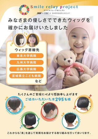 小児がん患者の子どもたちへのウィッグ支援「スマイルリレープロジェクト」医療機関にウィッグをお届けしました