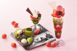 いちご抹茶パフェ＆源氏物語 いちご抹茶スイーツプレート