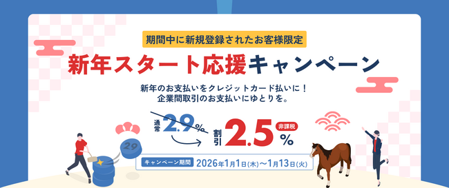 請求書カード払いサービス「ゆとりペイ」、新年の資金繰りを支援する「新年スタート応援キャンペーン」を実施