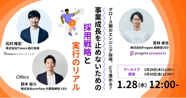グロース期のエンジニア採用、どう進める？事業成長を止めないための採用戦略と実行のリアル｜1/28(水)開催