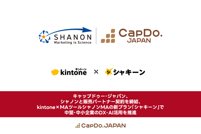 キャップドゥー・ジャパン、シャノンと販売パートナー契約を締結、kintone×MAツール シャノンMAの新プラン「シャキーン」で中堅・中小企業のDX・AI活用を推進