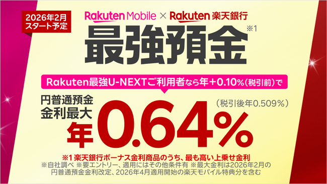 楽天モバイルと楽天銀行、通信・フィンテックの連携強化で「楽天モバイル×楽天銀行 ボーナス金利」を提供開始し“最強預金”を実現