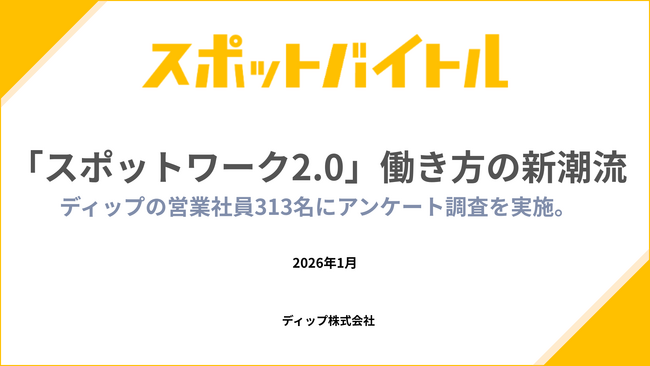 「スポットワーク2.0」働き方の新潮流!ディップの営業社員313名にアンケートを実施。