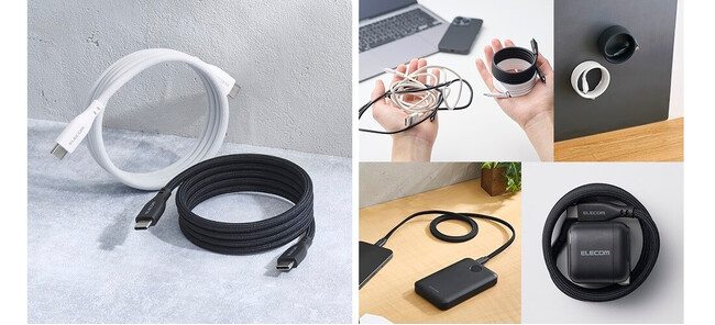 磁石の力でくるんと、スッキリ配線&らくらく収納！特許取得のまとまるUSB Type-Cケーブル、メッシュ/フラット＆メッシュ/シリコンの3タイプを新発売