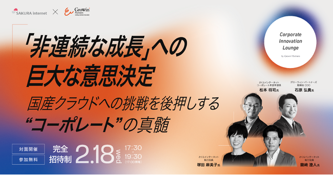 【2/18開催】1,000億円超の巨額投資、その「意思決定」の裏側を公開。さくらインターネット×GWPが語る、非連続な成長を支えるコーポレート変革