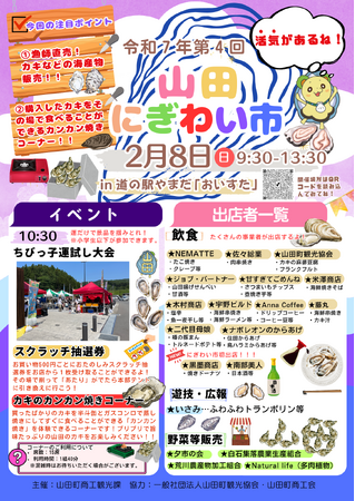 カキをカンカン焼き！岩手県山田町、『山田にぎわい市』を２月８日に開催。今が旬のカキを漁師が販売します！日本酒も登場！！