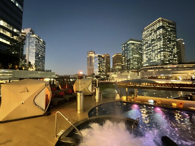 【うめきた温泉 蓮 Wellbeing Park】屋外温水インフィニティプールに絶景テントサウナが誕生