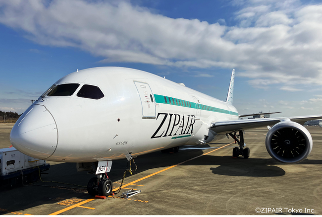 ZIPAIR機材へのリブレット形状塗膜を初施工