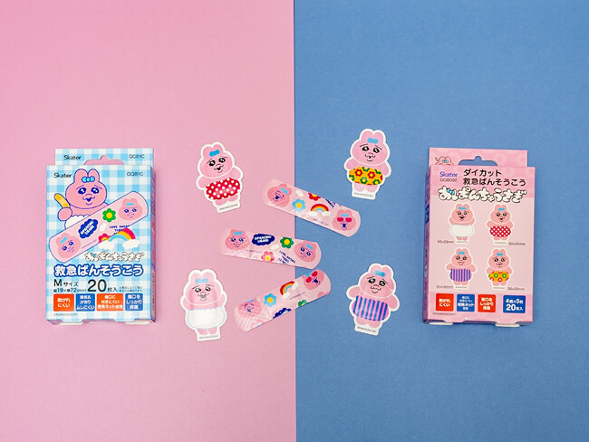 【おぱんちゅうさぎ】傷口を可愛くガード！スケーター ダイカット型とスタンダードなMサイズの絆創膏2種