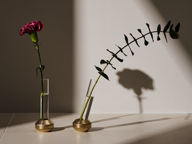 シンメトリーとアシンメトリーを楽しむ真鍮製の花器「a/sym」発売