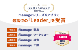 「manage」シリーズが4アプリでLeaderを連続受賞
