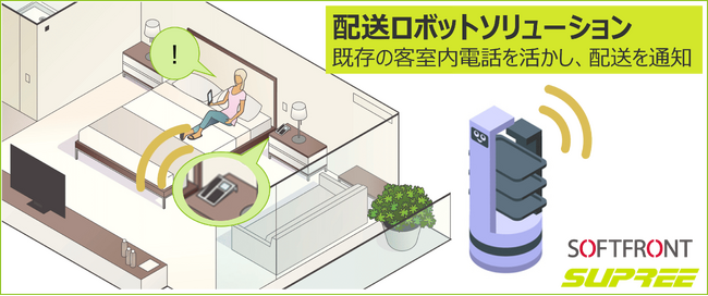 ルームサービスの配膳ロボット導入を加速させる、SUPREEの内線電話通知　SIerと協業、既存設備を活かし客室の内線電話機に到着をお知らせ