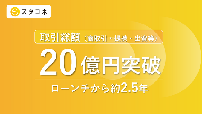 「スタコネ」ローンチから約2.5年で取引総額20億円を突破