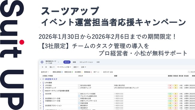 AIタスク管理・プロジェクト管理ツール「スーツアップ」、イベント運営担当者応援キャンペーン