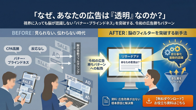なぜ、あなたの広告は「透明」なのか？ 視界に入っても脳が認識しない「バナー・ブラインドネス」を突破する、令和の広告勝ちパターンとは