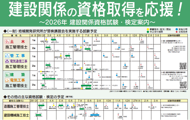 【資格取得を応援】2026年　建設関係資格試験・検定案内ポスターを無料提供！