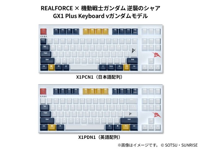 東プレ、REALFORCE × ガンダムシリーズコラボモデル「GX1 Plus Keyboard」の予約受付を2月6日より開始