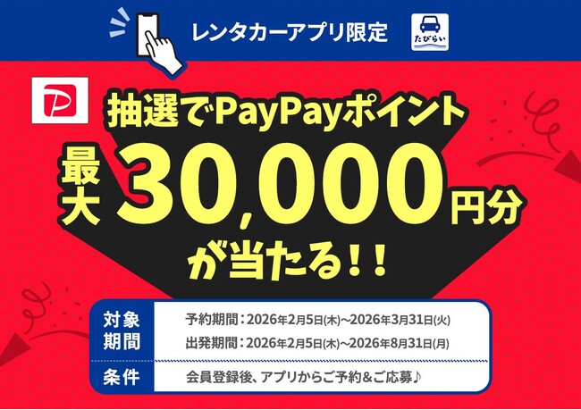 「たびらいレンタカーアプリ限定キャンペーン」開催