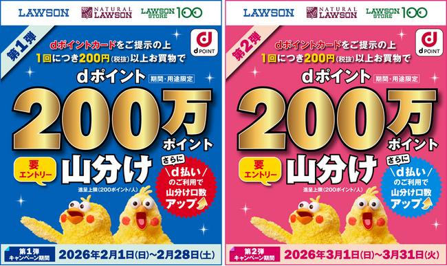 ローソンにおいて「dポイント山分けキャンペーン（第1弾・第2弾）」を開催