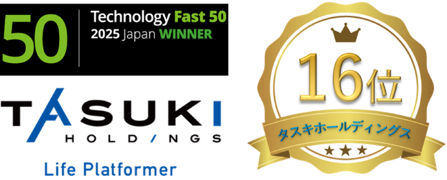 タスキホールディングス、テクノロジー企業成長率ランキング「Technology Fast 50 2025」で16位を受賞