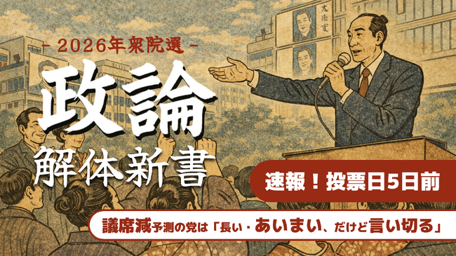 【速報】投票日5日前：衆院選・各党マニフェストの分析から「偏り」を把握！投票判断のための「論点・特徴一覧」を公開