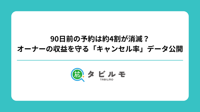 90日前の予約は約4割が消滅？オーナーの収益を守る「キャンセル率」データ公開【タビルモ自社データ分析】