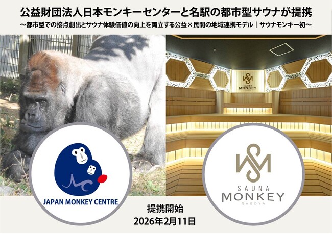 公益財団法人日本モンキーセンターと名駅の都市型サウナ「SAUNA MONKEY」が提携