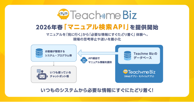 Teachme Biz、「マニュアル検索API」を2026年春より提供開始