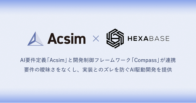 AI要件定義「Acsim」、開発制御フレームワーク「Compass」とサービス連携を開始。要件定義と実装のズレを防ぐ、AI駆動の開発プロセスを提供