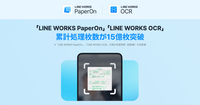 AI-OCRサービス「LINE WORKS PaperOn」及び「LINE WORKS OCR」の累計処理枚数が15億枚を突破
