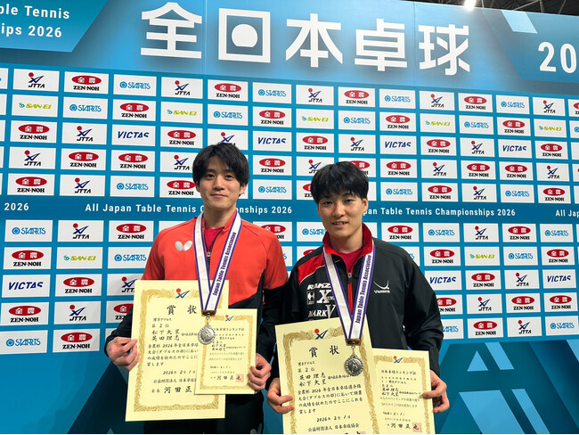 日の出医療福祉グループ実業団卓球チーム、全日本卓球選手権大会（ダブルスの部）で準優勝