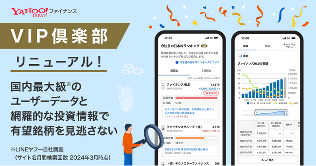 【Yahoo!ファイナンス】有料会員向けサービス「VIP倶楽部」をリニューアル