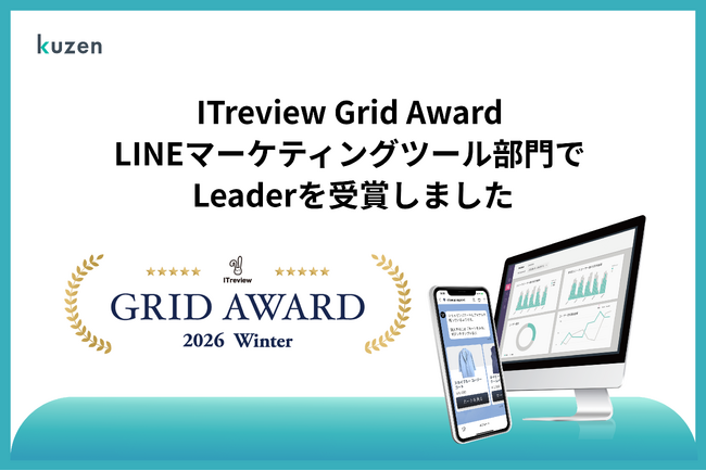「クウゼン（KUZEN）」国内最大級のレビューサイト「ITreview Grid Award」で最高位「Leader」を初受賞