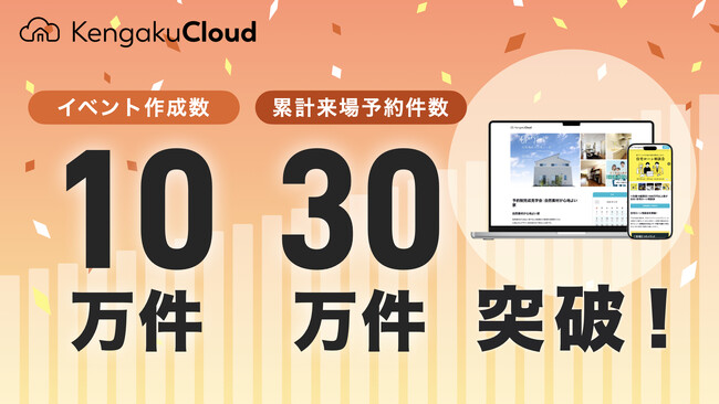 住宅業界専用の来場集客ツールKengakuCloud（ケンガククラウド）で累計予約件数30万件・イベント作成数10万件を突破