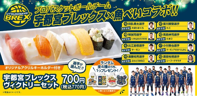 バスケの魅力を“食”で体感 B.LEAGUE王者・宇都宮ブレックス×魚べい×元気寿司 コラボ企画を期間限定で実施