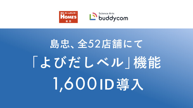 島忠 全52店舗にて、Buddycomのオプション機能である「よびだしベル」を1,600 ID追加導入！