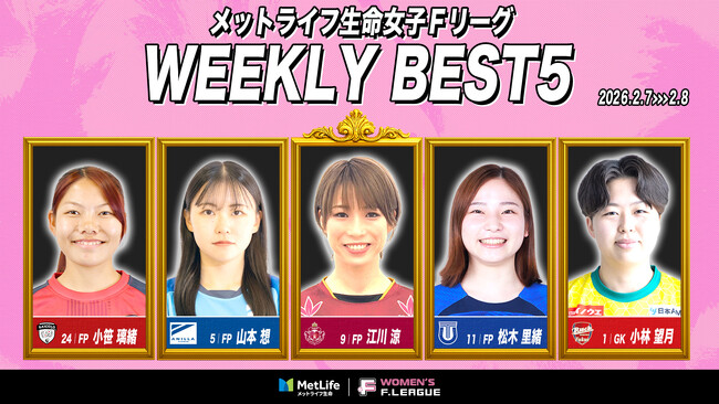 江川涼（SWHレディース西宮）が週間MVPに！ファイナルシーズン第16節｜2026年2月7日～8日 週間ベスト5【メットライフ生命女子Ｆリーグ2025-26】