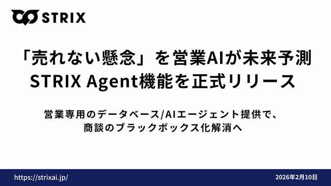 「売れない懸念」を営業AIが未来予測。複数の商談ログから “勝ちパターン” を横断抽出し、営業を受注へ導く『STRIX Agent』機能を正式リリース