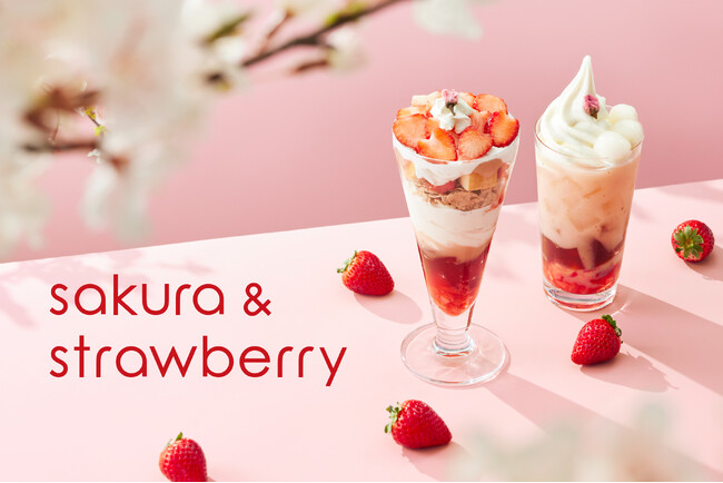 【nana’s green tea】春の定番「桜」シリーズが今年も登場。苺のショートケーキをモチーフにしたパフェと、桜あん×苺のティーゼリーラテを2月24日より発売