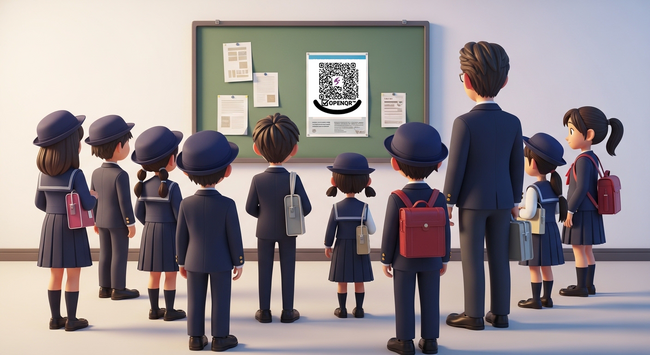 世界初、OPENQR(TM)が小学校で実務運用開始 ─ 就実小学校で、教育関係者ら約80名が参加