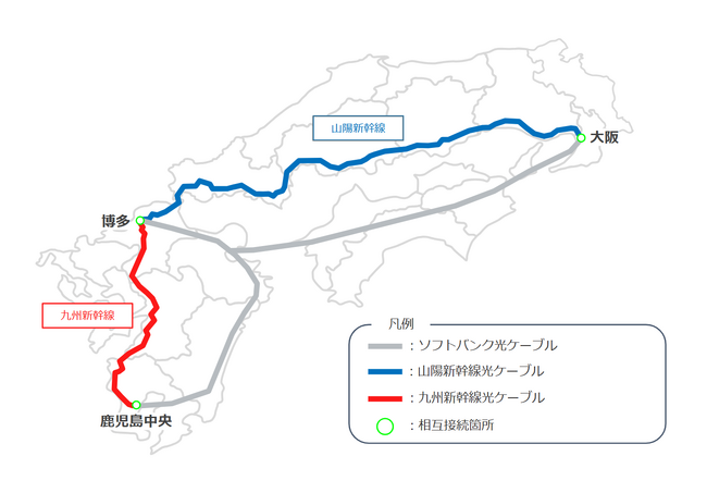 ソフトバンク、JR西日本光ネットワークおよびJR九州電気システム、鉄道沿線の光ケーブルを活用したイーサネット専用線サービスで協業開始