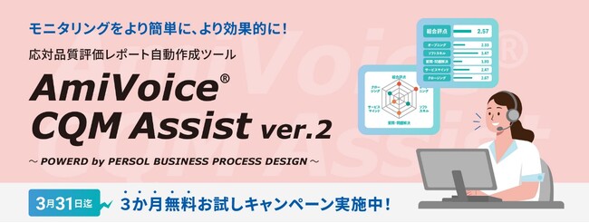 応対品質評価レポート自動作成ツール「AmiVoice CQM Assist」の製品サイトをオープン
