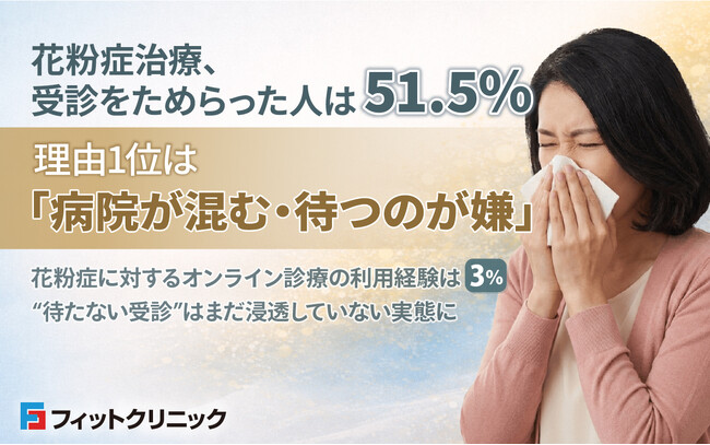 花粉症治療、受診をためらった人は51.5%―理由1位は「病院が混む・待つのが嫌」