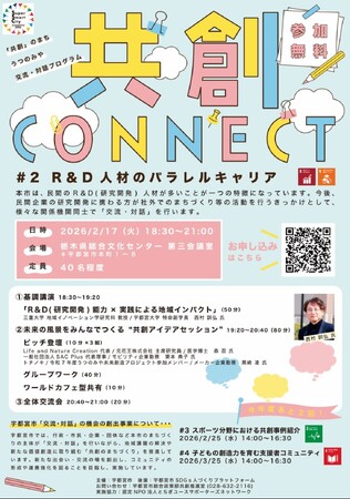 〈参加者募集〉【宇都宮市共創プログラム】「共創CONNECT#2 R＆D人材のパラレルキャリア」